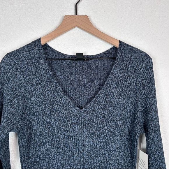 NWT Athleta Reverie Ribbed Sweater Dress Navy V-Neck Large - Picture 5 of 15